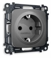 Розетка с заземлением и со шторкой, без рамки Ambrella Volt OMEGA MO657010