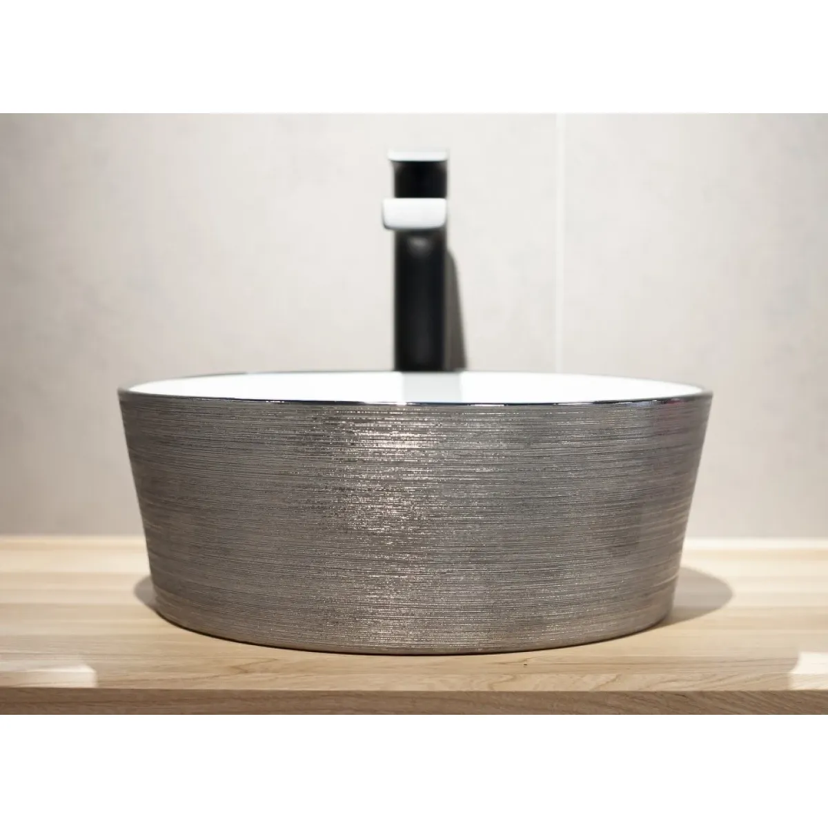 Раковина-чаша CeramaLux C1054 36,5x36,5 см, накладная, белый/серебряный