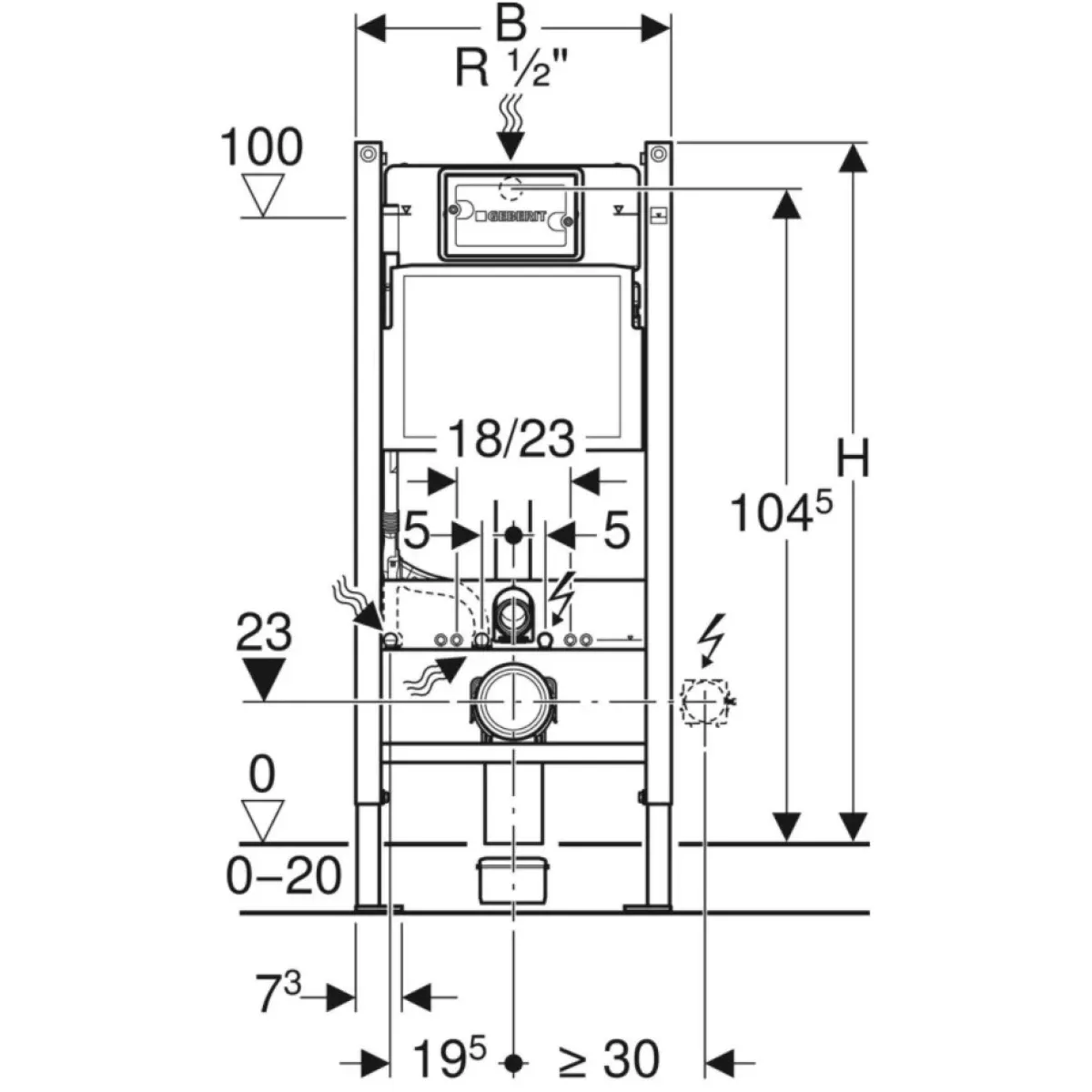 Инсталляция для унитаза Geberit Duofix Delta51 111.153.DW.1 с кнопкой смыва, черный глянец