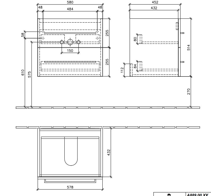 Тумба под раковину Villeroy&Boch Avento A88900B4 белая