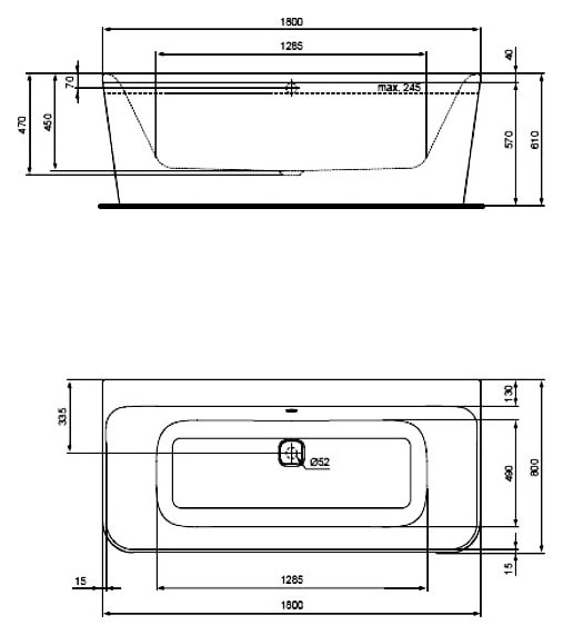 Акриловая ванна Ideal Standard Tonic II 180x80 E399601