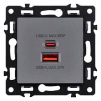 Розетка 2хUSB type A и C без рамки Kollinger Asthetik AS-024GY