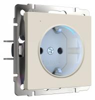 Розетка с заземлением с подсветкой без рамки Werkel айвори матовый W1171462
