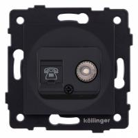 Розетка двойная RJ-11 и Ethernet RJ-45, без рамки Kollinger  REA-013BM