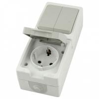 Блок с розеткой и выключателем Stekker Велена 49739