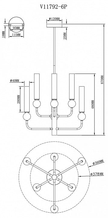 Люстра на штанге Moderli Illis V11792-6P