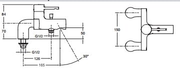 Смеситель для ванны Jacob Delafon Cuff E37043-CP