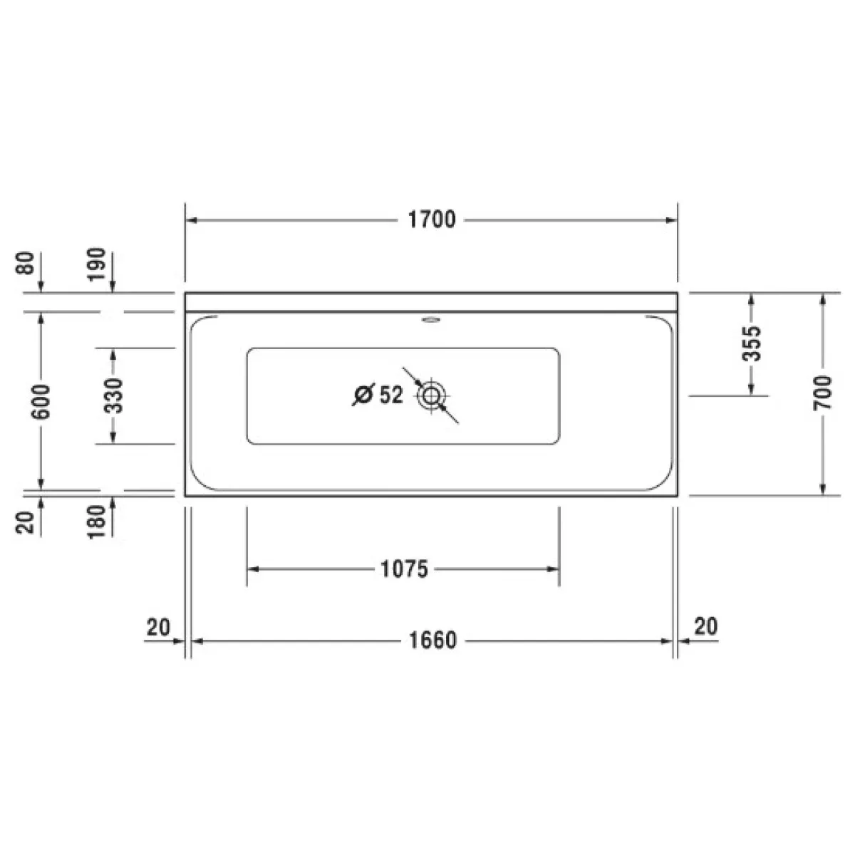 Акриловая ванна 170x70 см R Duravit P3 Comforts 700374000000000