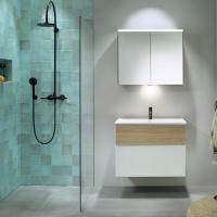 Тумба с раковиной Burgbad Fiumo 82 SFXN082F3956FOT45G0223C0001*1 белый матовый/кашемировый дуб