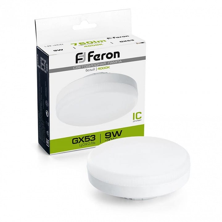 Лампа светодиодная Feron  GX53 9Вт 4000K 25829