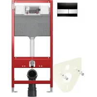 Инсталляция для унитазаTece TECEsquare 9300302 + 9200010 + 9380014 + 9240806 с кнопкой смыва, черный/нержавеющая сталь