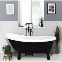 Акриловая ванна Ceruttispa Classic CT9975 157x77 см, отдельностоящая, черный матовый/белый