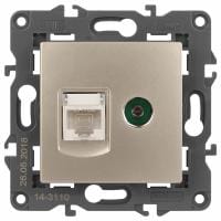 ТВ-розетка и розетка Ethernet RJ-45 без рамки Эра Эра Elegance 14-3110-04