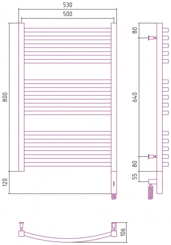 Электрический полотенцесушитель Сунержа Аркус 3.0 800х500 051-5705-8050 состаренная латунь