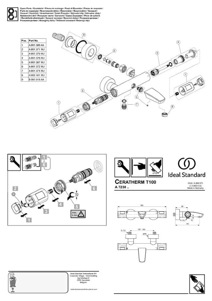 Смеситель для душа Ideal Standard Ceratherm T100 A7238AA с душем