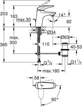 Смеситель для раковины Grohe Eurostyle 23709003