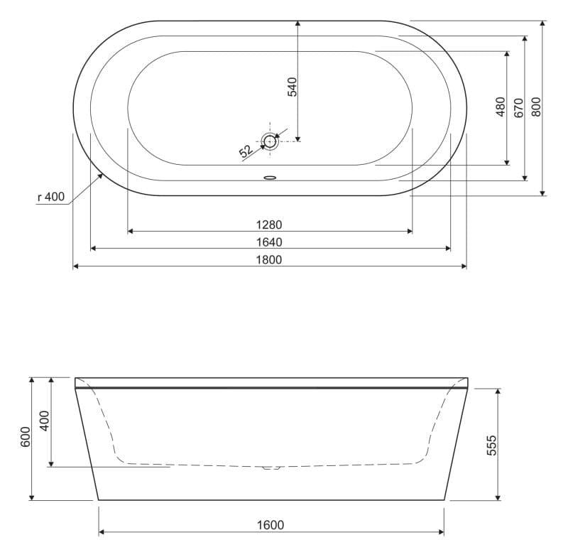 Акриловая ванна Cezares Metauro 180x80 METAURO-Central-180-80-40-W37