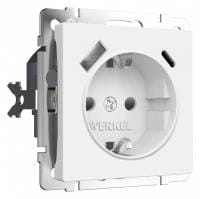 Розетка с заземлением и со шторкой и 2хUSB type A и C, без рамки Werkel белый матовый W1171761