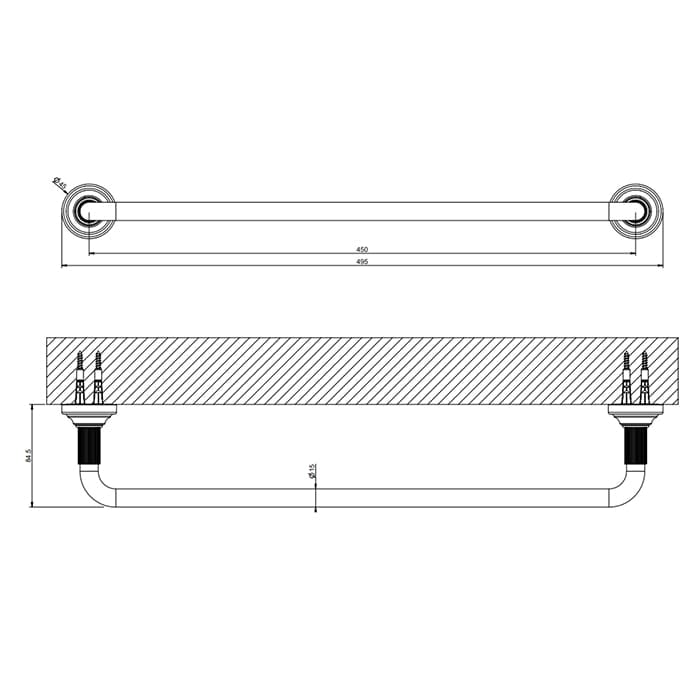 Полотенцедержатель Gessi Venti 20 45 см 65500#299 черный матовый
