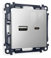 Розетка 2хUSB type A и C без рамки Ambrella Volt ALFA MA411010