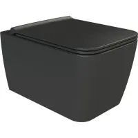 Унитаз подвесной Boheme Zen 967-SET-B безободковый, с сиденьем микролифт, черный матовый