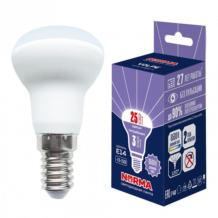 Лампа светодиодная Volpe LED-R39 E14 3Вт 6500K UL-00010997