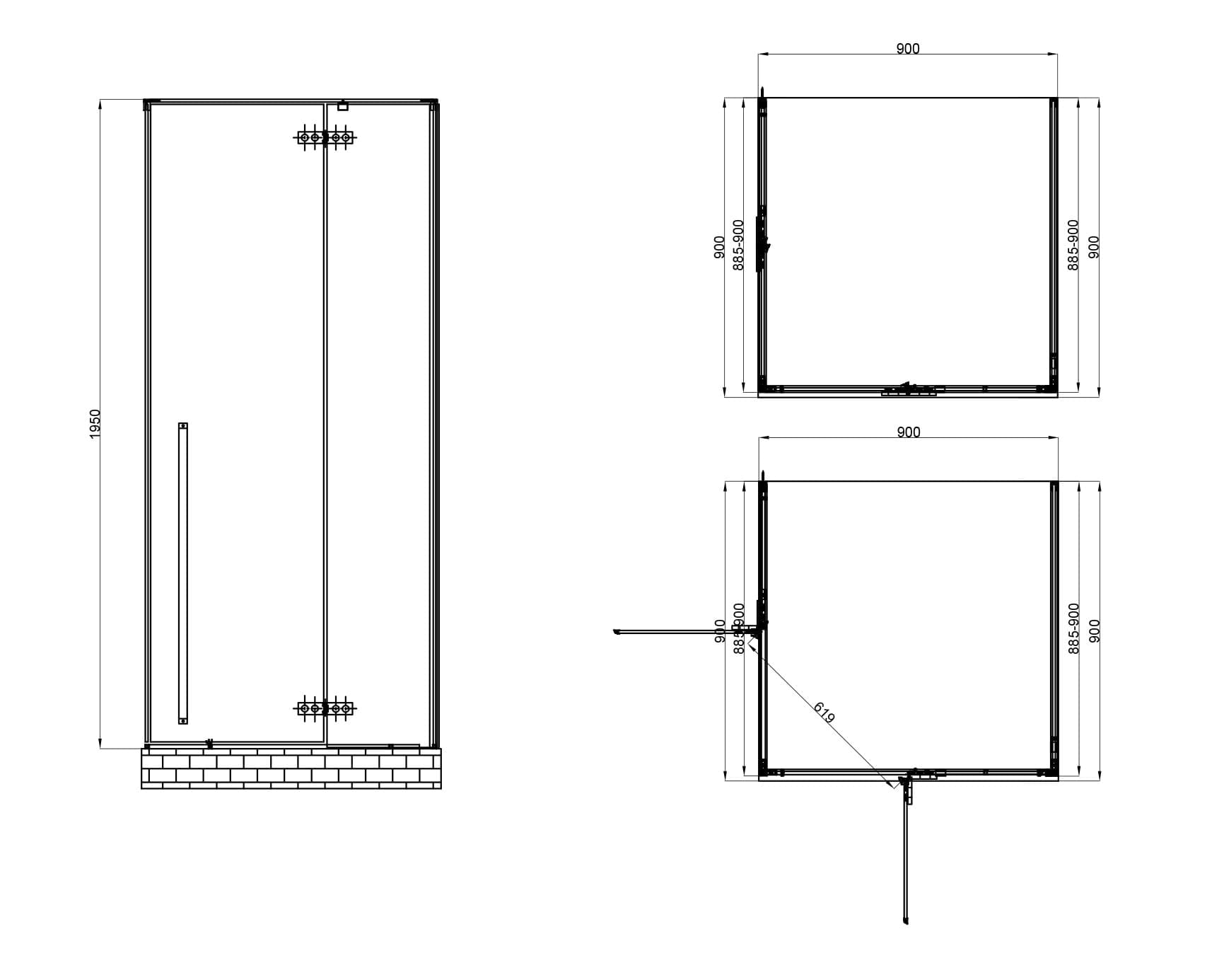 Душевой уголок Abber Eins 90x90 AG06099B черный