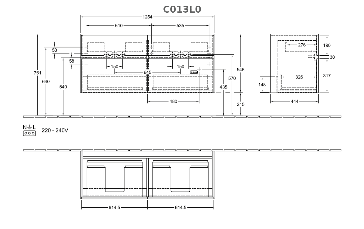 Тумба под раковину Villeroy&Boch COLLARO C013L0PD black matt