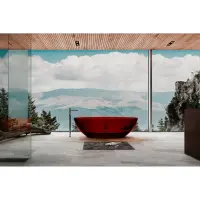 Ванна из полиэфирной смолы Abber Kristall AT9702Rubin 180x85 см, отдельностоящая, красный