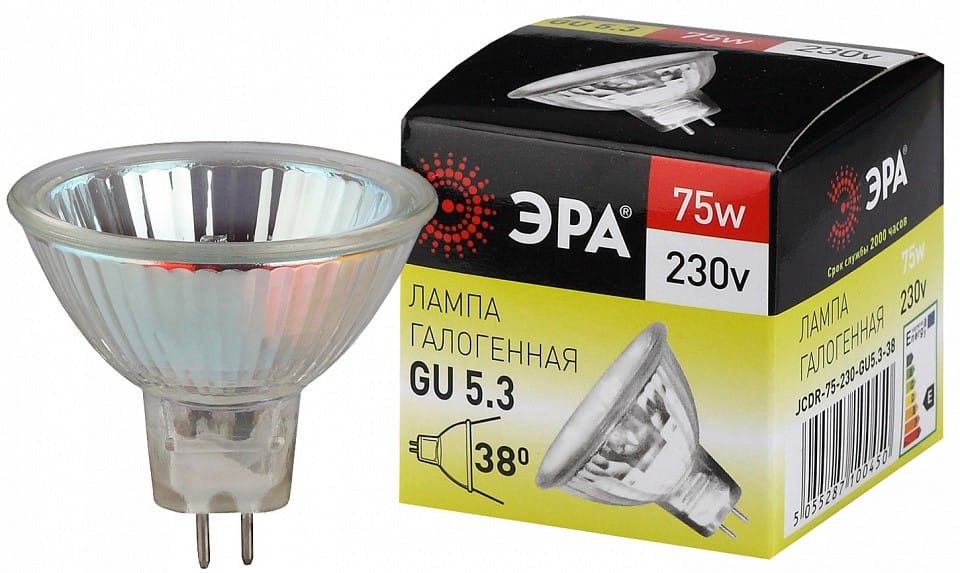 Лампа галогеновая Эра  GU5.3 75Вт 3000K GU5.3-JCDR (MR16) -75W-230V-CL