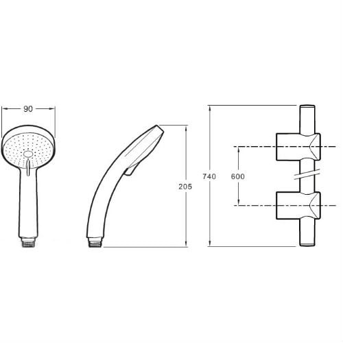 Комплект Jacob Delafon CITRUS 90 лейка шланг,штанга (E12907-CP)