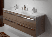 Тумба с двумя раковинами Burgbad Essento 123 SEKP123F1749G0090C0001*1 песочный глянцевый