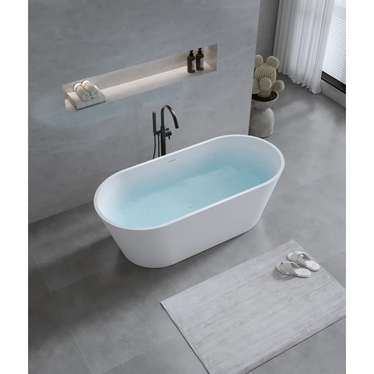 Ванна из литьевого мрамора Timo Elissa Solid Surface ELISSA1700 170x79 см, отдельностоящая, белый матовый