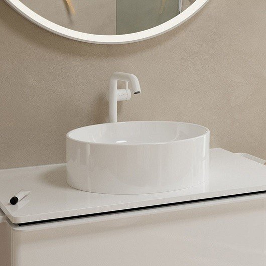 Смеситель для раковины hansgrohe Tecturis S 73370700 с донным клапаном белый матовый