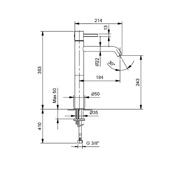 Смеситель для раковины Fantini AF/21 27 93 A706WF сталь