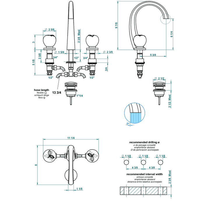 Смеситель для раковины THG Pomme cristal lustr or A46.F30.151 золото