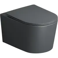 Унитаз подвесной Grossman GR-4499GMSQ безободковый, торнадо, с сиденьем микролифт, серый матовый