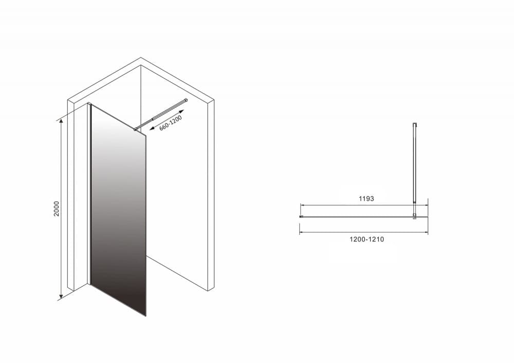 Душевая перегородка Abber Immer Offen 120 AG69121BD черная