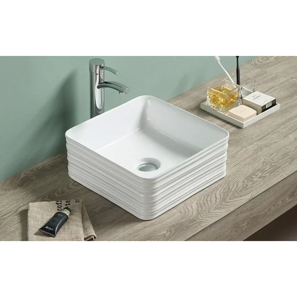 Раковина-чаша CeramaLux W1531А 38,5x38,5 см, накладная, белый