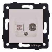 Розетка двойная RJ-11 и Ethernet RJ-45, без рамки Kollinger  REA-013CM
