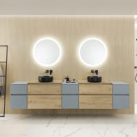 Комплект мебели Burgbad Lin20 №2 кашемировый дуб/голубой лед матовый/черный матовый