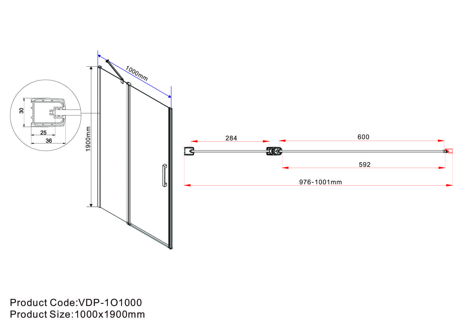 Душевая дверь Vincea Orta VPP-1O100CL