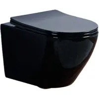 Унитаз подвесной Olive’S Plaza PL30117DP безободковый, с сиденьем микролифт, черный глянец