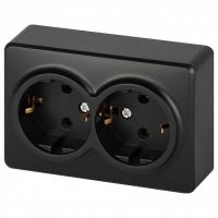 Розетка двойная с заземлением и со шторкой Эра Эра Эксперт 11-2205-05