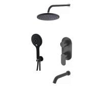 Комплект для ванны WasserKRAFT Elbe A177471 с верхней душевой насадкой лейкой и изливом черный Soft-touch