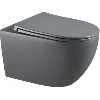 Унитаз подвесной Veconi Ento VEN-52TGR безободковый, торнадо, с сиденьем микролифт, серый матовый