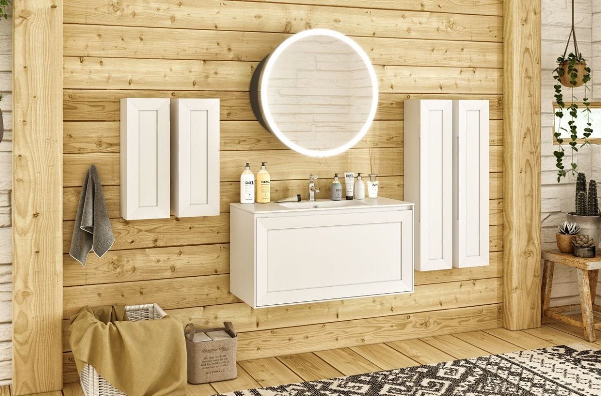 Тумба с раковиной Bagno Piu Millennio 80 ML1-80-17 + QS08146101 белый матовый