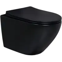 Унитаз подвесной GID Bm2198 безободковый, с сиденьем микролифт, черный матовый