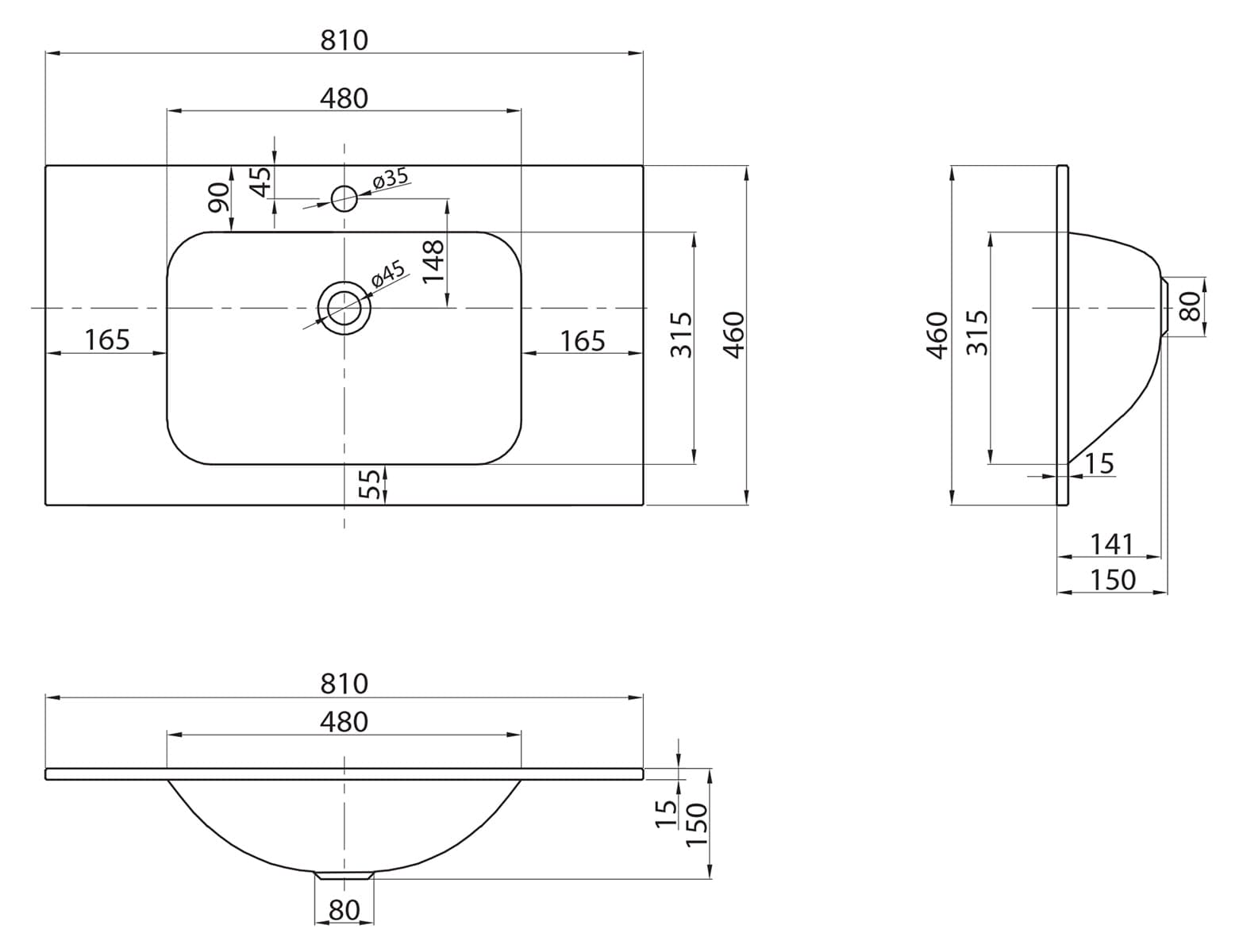 Раковина BelBagno 81 BB810/465-LV-VTR-BO белая матовая