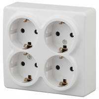 Розетка четверная с заземлением и со шторками Эра Эра Эксперт 11-2211-01